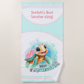 Cute Turtle Summer Vacation Personalized Girl Strandlaken (Voorkant)