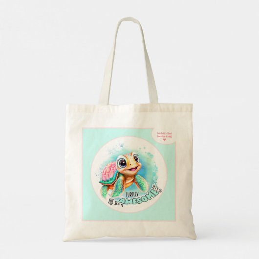 Cute Turtle Summer Vacation Personalized Girl Tote Bag (Achterkant)