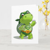 Cute turtle super held kaart (Gele Bloem)