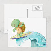 Cute Turtle Surfing Kawaii Briefkaart (Voorkant / Achterkant)