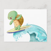 Cute Turtle Surfing Kawaii Briefkaart (Voorkant)
