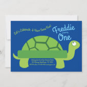 Cute Turtle Tortoise Kinder 1st Birthday Party Kaart (Voorkant)