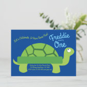 Cute Turtle Tortoise Kinder 1st Birthday Party Kaart (Staand voorkant)