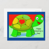 Cute Turtle Valentijn voor kinderen Briefkaart (Voorkant / Achterkant)