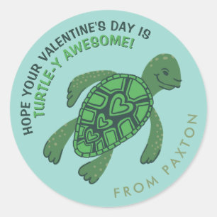 Cute Turtle Valentijns Ronde Sticker