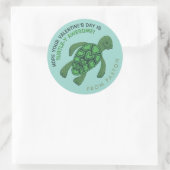 Cute Turtle Valentijns Ronde Sticker (Tas)