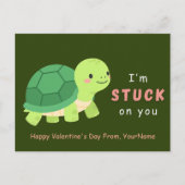 Cute Turtle Valentine Pun Card – I’m Stuck on You Feestdagenkaart (Voorkant)
