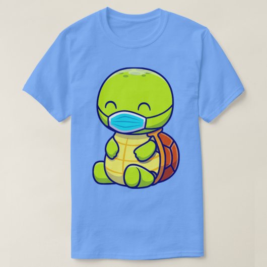 Cute Turtle Wearing Mask Cartoon T-shirt (Design voorkant)