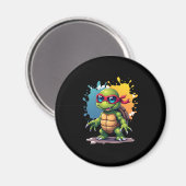Cute Turtle Wearing Sunglasses Paint Splash Sea An Magneet (Voorkant / Achterkant)