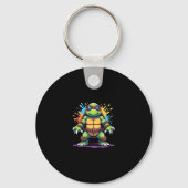 Cute Turtle Wearing Sunglasses Paint Splash Sea An Sleutelhanger (Voorkant)