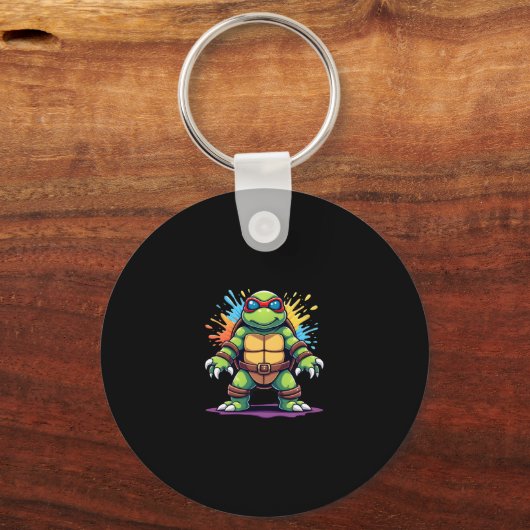 Cute Turtle Wearing Sunglasses Paint Splash Sea An Sleutelhanger (Voorkant)