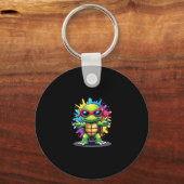 Cute Turtle Wearing Sunglasses Paint Splash Sea An Sleutelhanger (Voorkant)