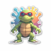 Cute Turtle Wearing Sunglasses Paint Splash Sea An Sticker (Voorkant)