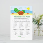 Cute Turtle What's in your purse game baby shower (Staand voorkant)