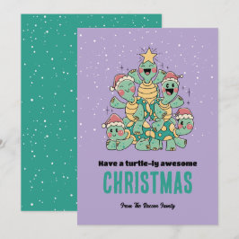 Cute Turtle Xmas - Geweldige kerstkerstboom Feestdagenkaart