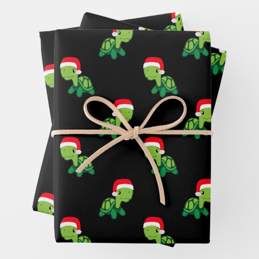 Cute Turtle Zee Animal Merry Kerstkerstkerstkerstk Inpakpapier Vel (In situ)
