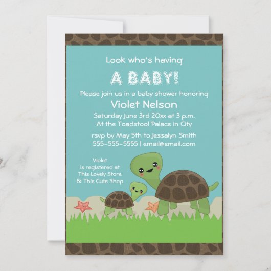 Cute Turtles Baby shower Invitation Kaart (Voorkant)
