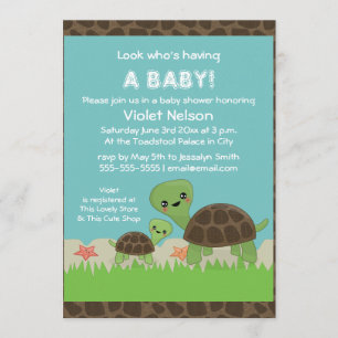 Cute Turtles Baby shower Invitation Kaart