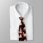 Cute Turtles Black and Pink Pattern Stropdas (Gebonden)