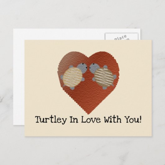 Cute Turtles met een achtergrond van het hart Feestdagenkaart (Voorkant / Achterkant)