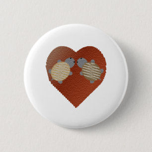 Cute Turtles met een achtergrond van het hart Ronde Button 5,7 Cm