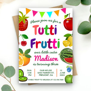 Cute Tutti Frutti Summer Birthday Party Invitation Kaart