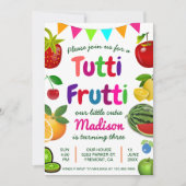 Cute Tutti Frutti Summer Birthday Party Invitation Kaart (Voorkant)
