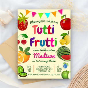 Cute Tutti Frutti Summer Birthday Uitnodiging Briefkaart