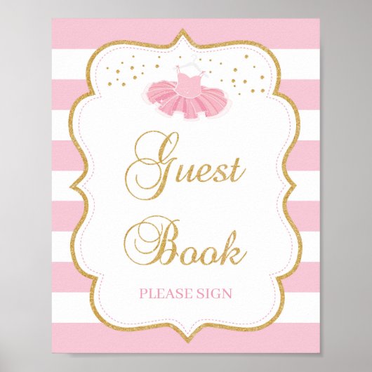 Cute tutu jurk baby shower gastenboek poster (Voorkant)