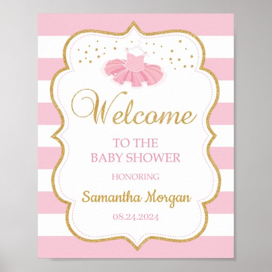 Cute Tutu jurk baby shower welkomstteken Poster (Voorkant)