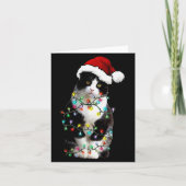 Cute Tuxedo Black Cat Christmas Light Cat Christma Kaart (Voorkant)