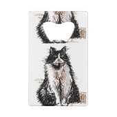 Cute Tuxedo Black White Cat Cats Art-ontwerp Creditkaart Flessenopener (Achterkant)
