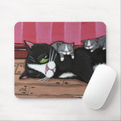 Cute Tuxedo Cat Babyzittend Kittens Mousepad Muismat (Met muis)