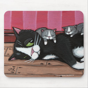 Cute Tuxedo Cat Babyzittend Kittens Mousepad Muismat