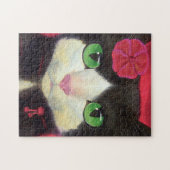 Cute Tuxedo Cat Black and White Kat Painting Legpuzzel (Horizontaal)
