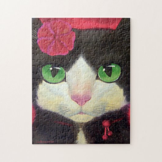 Cute Tuxedo Cat Black and White Kat Painting Legpuzzel (Verticaal)