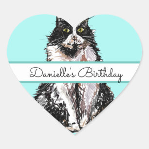 Cute Tuxedo Cat Black White Cats Birthday Heart St Hart Sticker