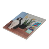 Cute Tuxedo Cat Black White Cats Floral Daffodil Tegeltje (Zijkant)