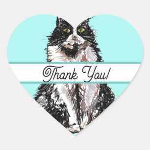 Cute Tuxedo Cat Black White Cats Hartelijk dank Hart Sticker