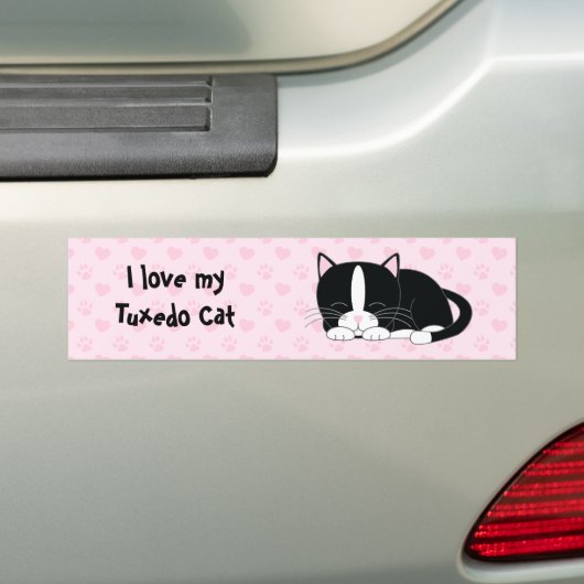 Cute Tuxedo Cat Bumpersticker (Op auto)