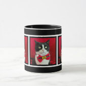 Cute Tuxedo Cat Christmas Mug Mok (Midden)