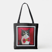 Cute Tuxedo Cat Christmas Tote Bag (Achterkant)
