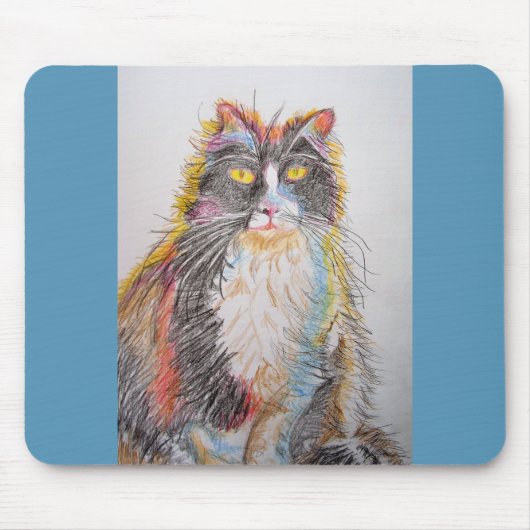 Cute Tuxedo Cat Drawing Computer Mouse Mat Pad Muismat (Voorkant)