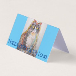 Cute Tuxedo Cat Drawing Love Birthday Card Kaart