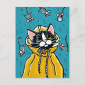 Cute Tuxedo Cat en Raining Mice Illustration Briefkaart (Voorkant)