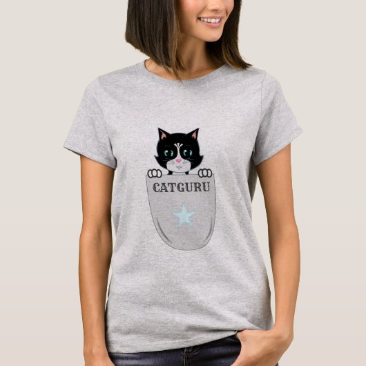 Cute Tuxedo Cat Guru T-shirt (Voorkant)