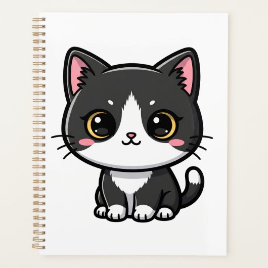 Cute Tuxedo Cat Kawaii Cartoon Style Planner (Voorkant)