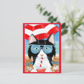 Cute Tuxedo Cat Mouse strandvakantie zomer Briefkaart (Staand voorkant)
