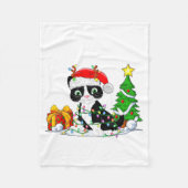 Cute Tuxedo Cat Santa Christmas Tree Lights Xmas T Fleece Deken (Voorkant)