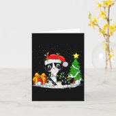 Cute Tuxedo Cat Santa Christmas Tree Lights Xmas T Kaart (Gele Bloem)